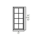 Rustic Hickory Shaker 30" Single Glass Diagonal Mullion Door