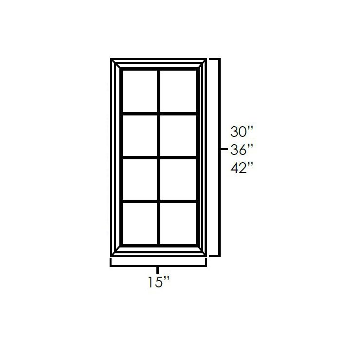 Granville Rustic Hickory 42" Single Glass Diagonal Mullion Door Assembled
