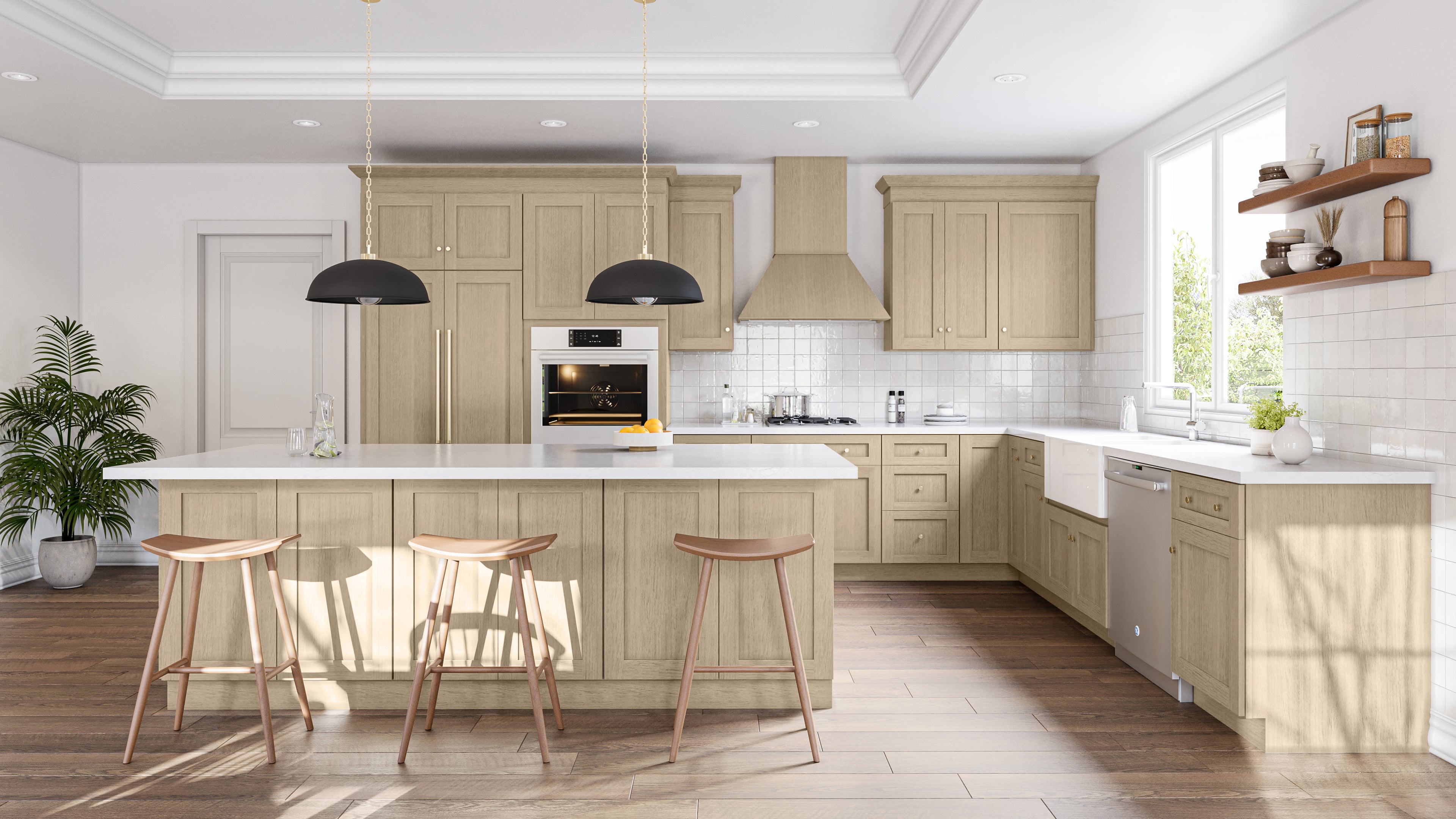 Monroe White Oak Shaker Kitchen Cabinets Pre-Assembled - Monroe White Oak Shaker Cabinets Pre-Assembled