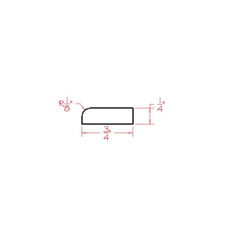 Rigby Mist 1/4"D X 3/4"H X 96"W Scribe Moulding