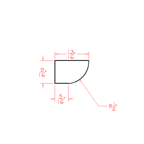 Rustic Shaker Slab 1/2"D X 3/4"H X 96"W Shoe Moulding