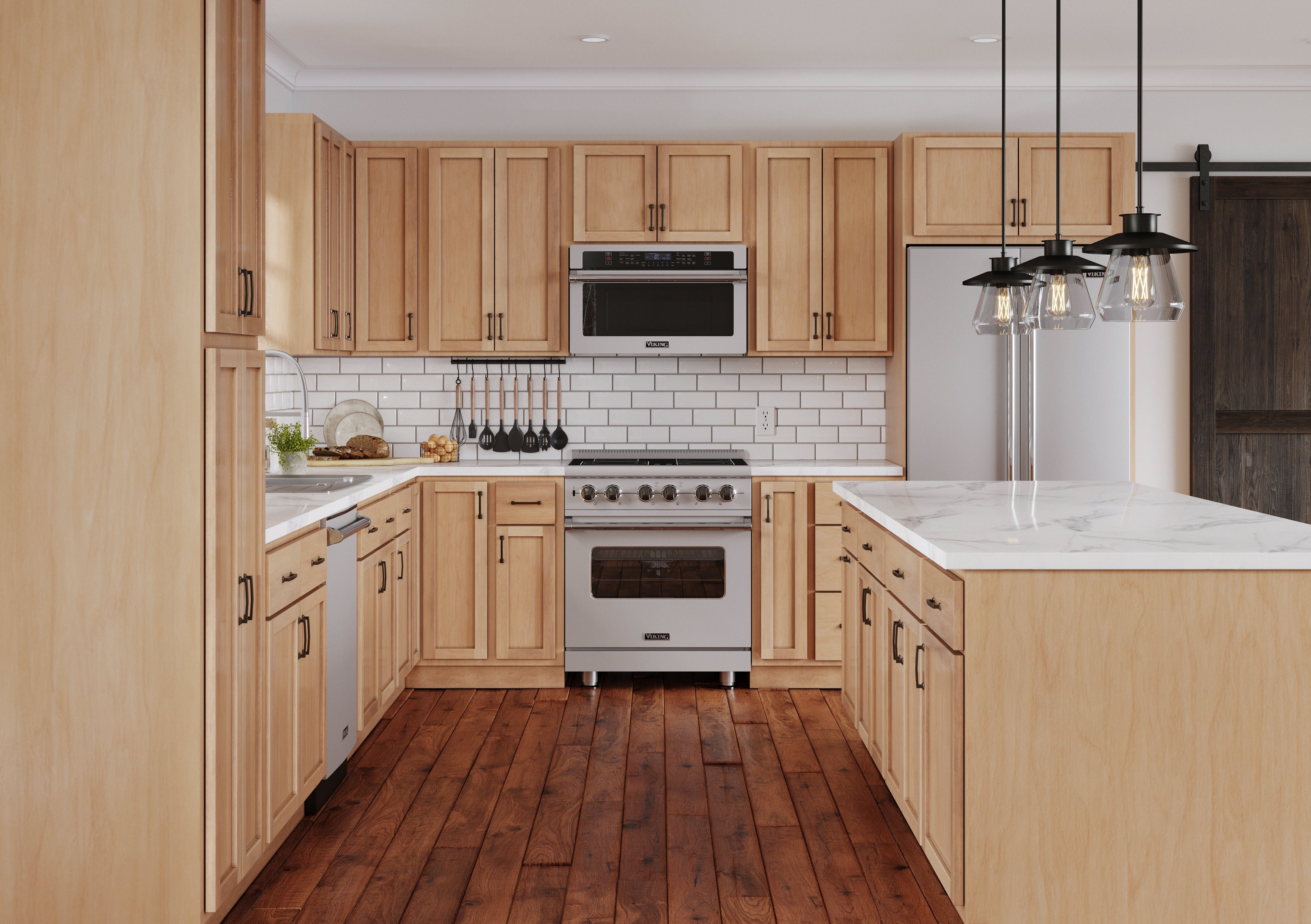 Amish Maple Unfinished Kitchen Cabinets - 10x10 L-Shaped Kitchen Desig