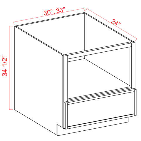 Slim Shaker White Oak Microwave Base Cabinet - 33"W x 34-1/2"H x 24"D -1DRW