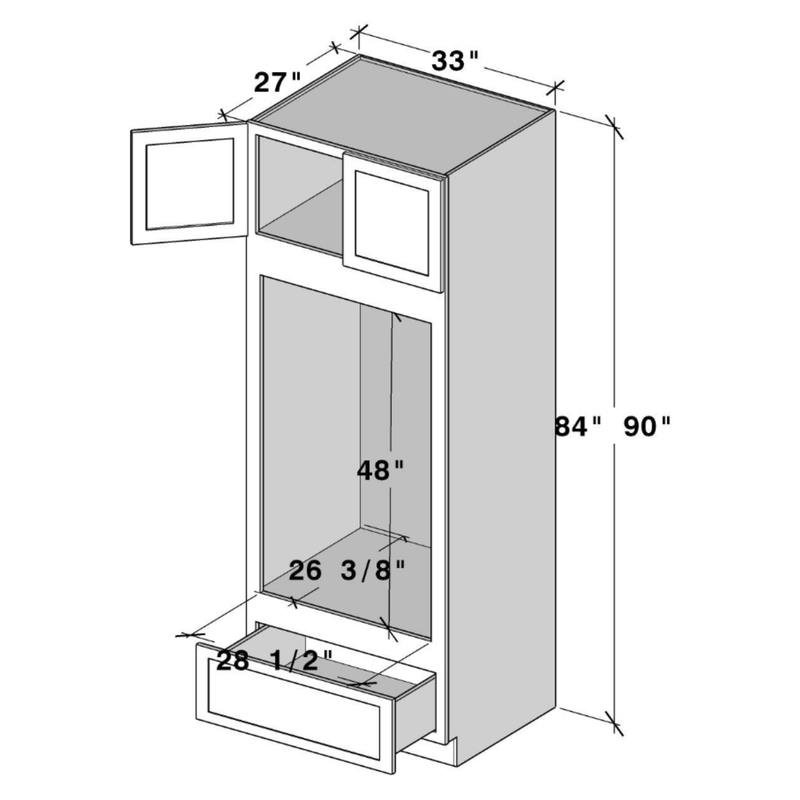 Arctic White Slim Shaker Oven Pantry W33" X H90" X D27"