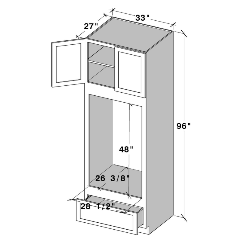 Cyber Grey Oven Pantry W33" X H96" X D27"