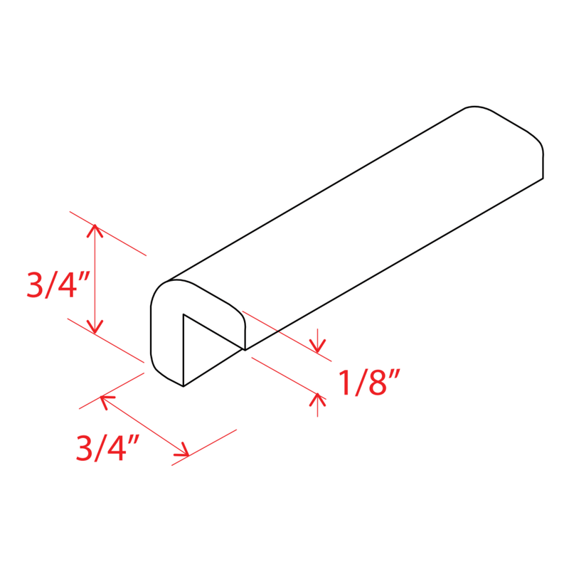 Slim Shaker White Oak Outside Corner Moulding - 96"W x 3/4"H x 3/4"D