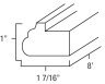 Knotty Hickory Shaker 8' Light Rail Molding