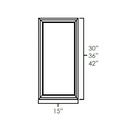 Rustic Hickory Shaker 15" x 42" Wall Cabinet Plain Glass Door