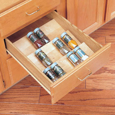 Trimmable Wood Spice Drawer Insert (22" to 3")