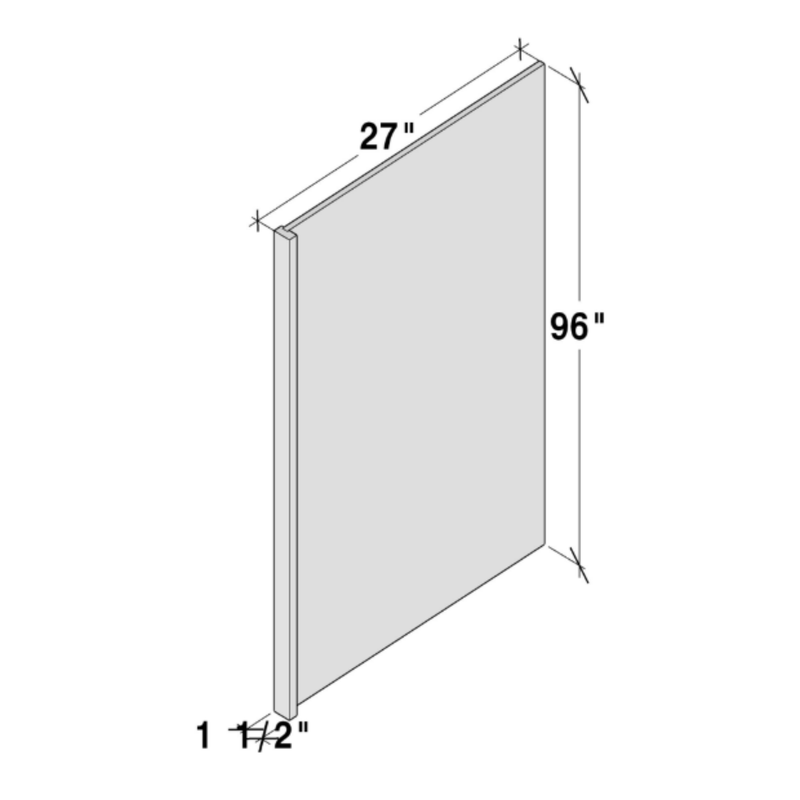 Arctic White Slim Shaker Refrigerator Panel W1.5" X H96" Xd27"