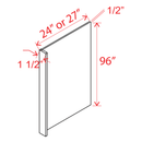 Slim Shaker White Oak Refrigerator End Panel Veneer - 27"W x 96"H x1 1/2"D