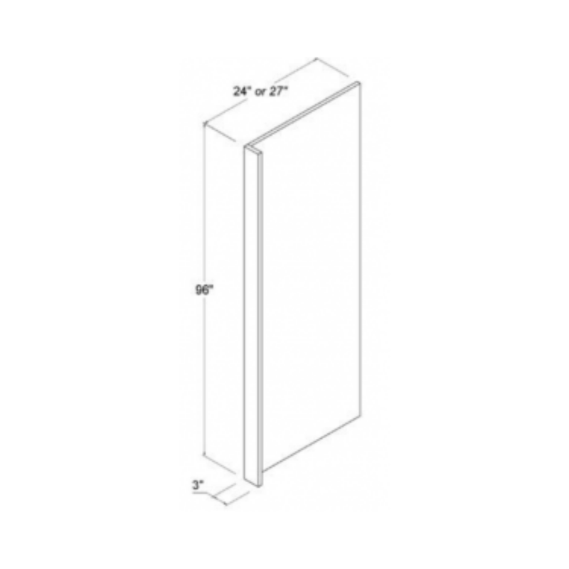 Shaker Aberdeen Green Refrigerator End Panel Veneer - 24"W x 96"H x1 1/2"D