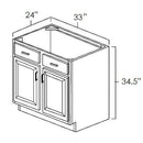 White Shaker 33" Sink Base Pre-Assembled