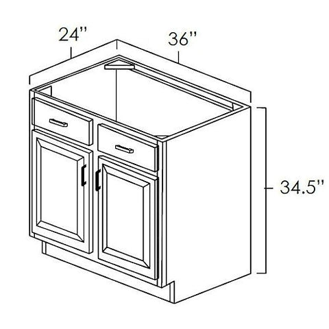 Prescott White 36" Sink Base