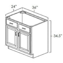 White Shaker 36" Sink Base