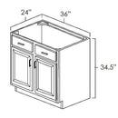 White Shaker 36" Sink Base Pre-Assembled