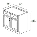 Knotty Hickory Shaker 36" Sink Base