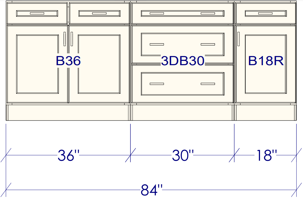 Shaker White 84" Island (countertops not included)