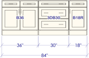 Shaker White 84" Island (countertops not included)