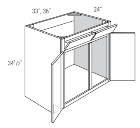 Coastal Shaker Slab 36" Sink Base with Tilt Outs