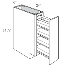 Coastal Shaker Slab 9" Full Height Door Base Cabinet with Pullout