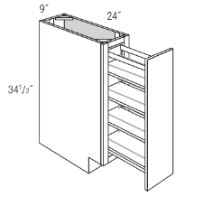 Rigby Mist Shaker 9" Full Height Door Base Cabinet with Pullout