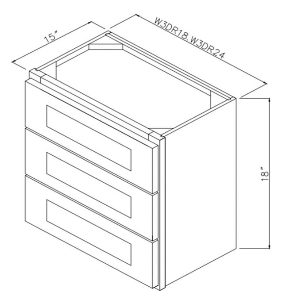 Winchester Grey 24" Wall 3 Drawer Cabinet