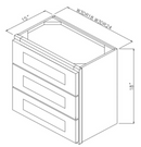Knotty Hickory Shaker 18" Wall 3 Drawer Cabinet Pre-Assembled