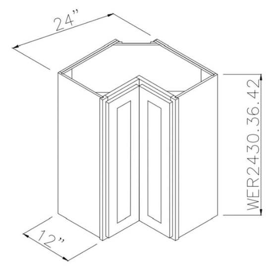 Prescott Mercury 24" x 42" Wall Easy Reach Corner Cabinet