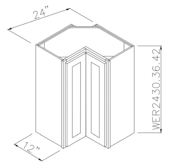 Platinum Shaker 24" x 42" Wall Easy Reach Corner Cabinet