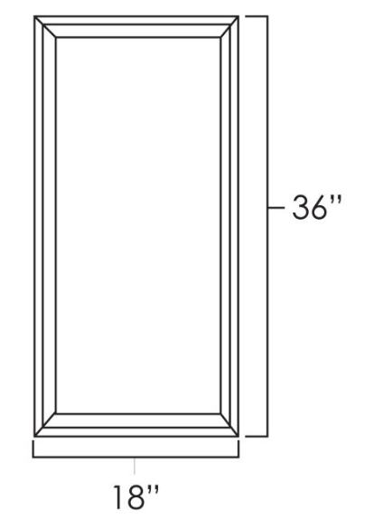 Knotty Hickory Shaker 18" x 36"  Single Plain Glass Doors