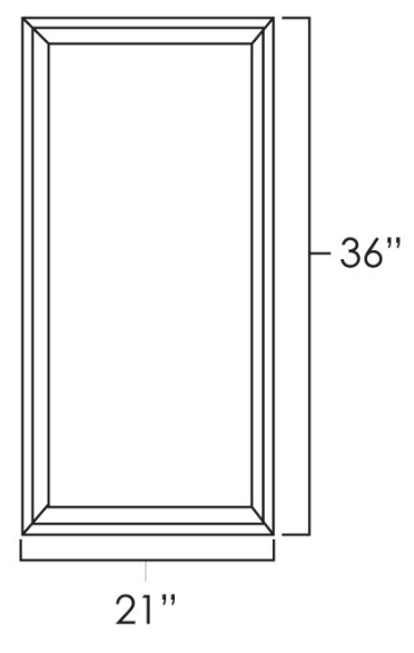 Knotty Hickory Shaker 21" x 36"  Single Plain Glass Doors