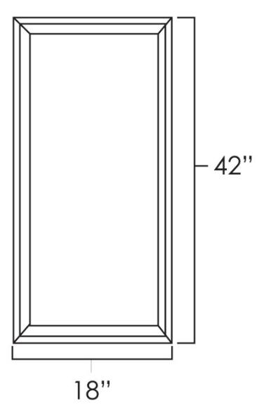 Knotty Hickory Shaker 18" x 42"  Single Plain Glass Doors