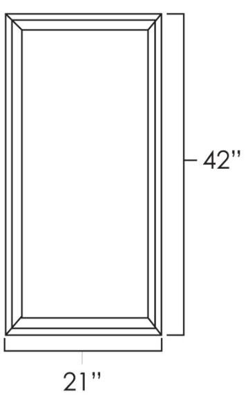 Knotty Hickory Shaker 21" x 42"  Single Plain Glass Doors