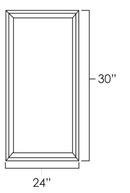 Rustic Hickory Shaker 24" x 30" Wall Cabinet Plain Glass Doors Pre-Assembled