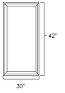 Knotty Hickory Shaker 30" x 42" Wall Cabinet Plain Glass Doors