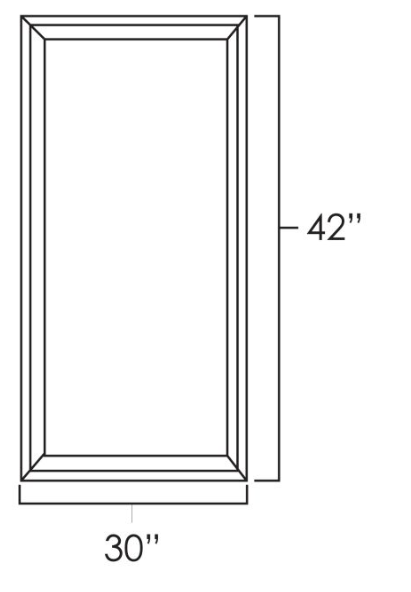 Knotty Hickory Shaker 30" x 42" Wall Cabinet Plain Glass Doors