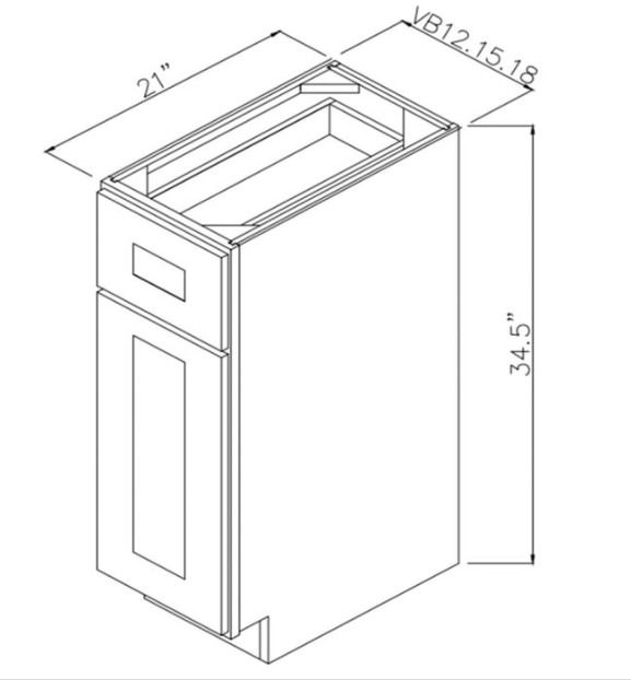 Granville Knotty Hickory 12" Vanity Base Assembled