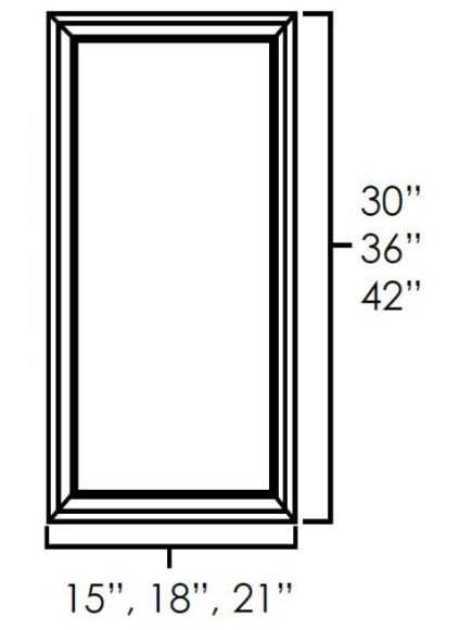 Winchester Grey 15" x 30" Wall Cabinet Plain Glass Door