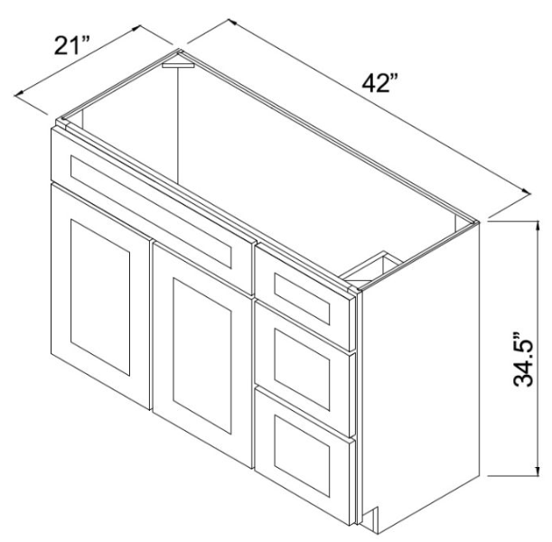 Prescott Nimbus Gray 42" Vanity Combo w/ Drawers on Right