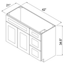 Winchester Grey 42" Vanity Combo w/ Drawers on Right
