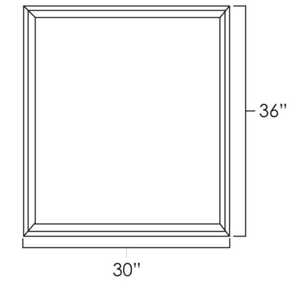 Prescott Pewter Gray 30" x 36" Wall Cabinet Plain Glass Doors