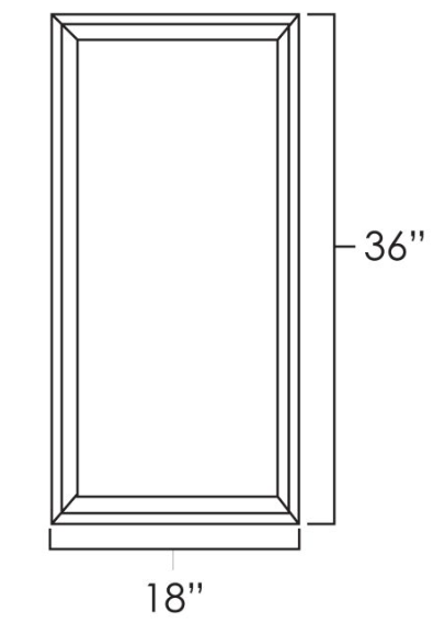 Prescott Pewter Gray 18" x 36"  Single Plain Glass Doors
