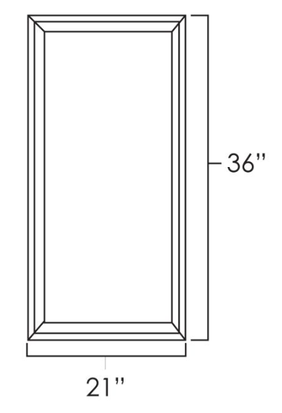 Prescott Pewter Gray 21" x 36"  Single Plain Glass Doors
