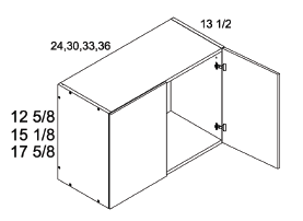 Torino White Pine 30"W x 12 1/2"H x 13.5"D Two Door Wall