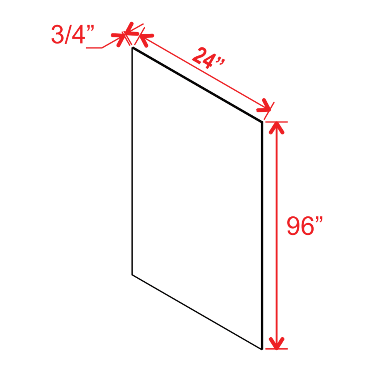 Slim Shaker White Dove Shelf Board - 24"W x 96"H X 3/4"D