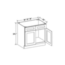 Shaker Aberdeen Green Sink Base - 33"W x 34-1/2"H x 24"D - 2 False Drawers