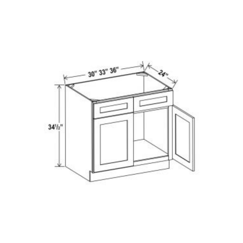 Shaker Aberdeen Green Sink Base - 33"W x 34-1/2"H x 24"D - 2 False Drawers
