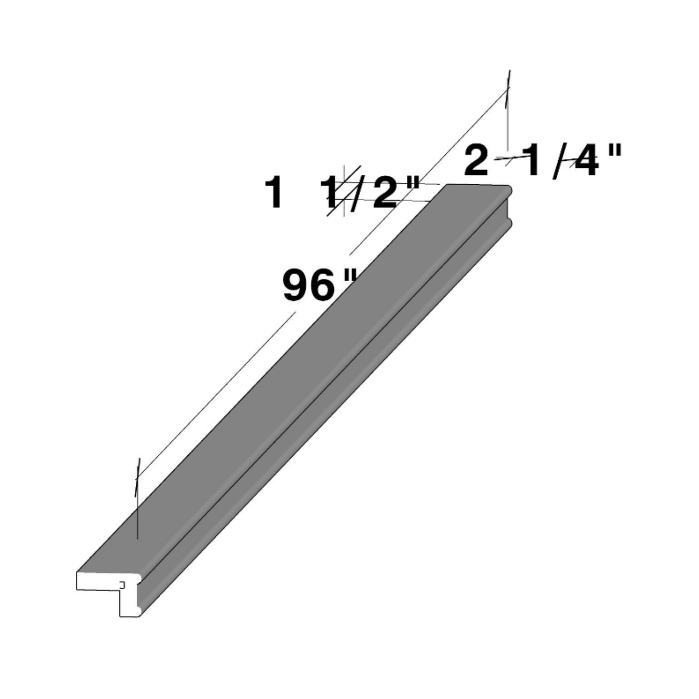 Haven Cashmere White Traditional Light Rail Molding W96" X H1.5" X D2.3125"