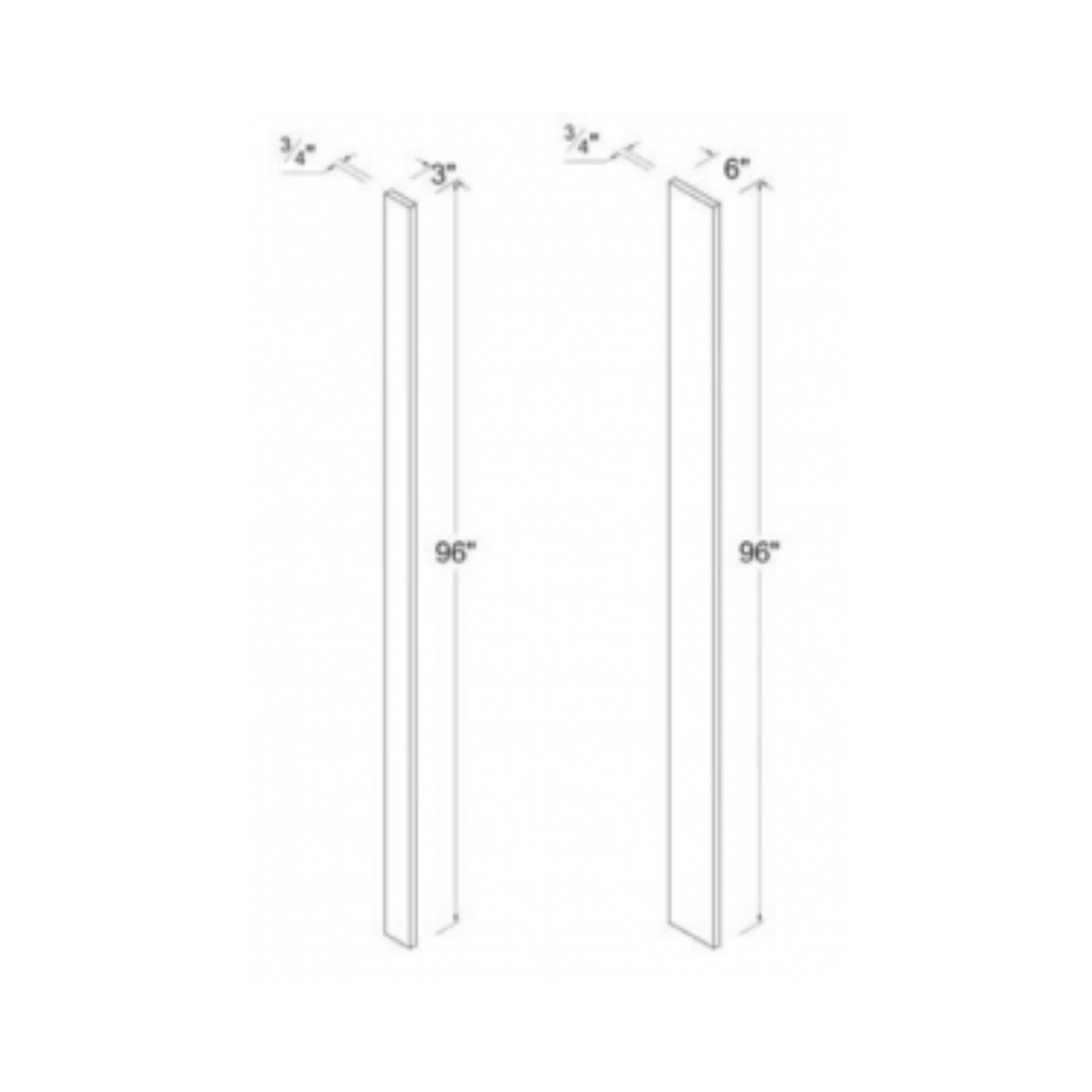 Shaker Aberdeen Green Tall Filler - 6"W x 96"H x 3/4"D